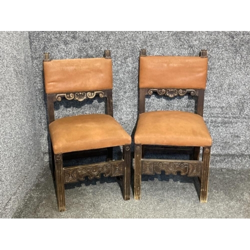 25 - Pair of vintage Spanish side chairs with oak frames