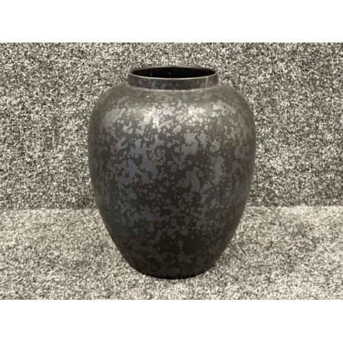 39 - Poole pottery large dark grey vase and Spanish open bowl on raised base