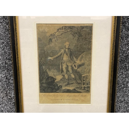 41 - 3 framed antique prints of militarily figures connected to Gibraltar including lord Nelson