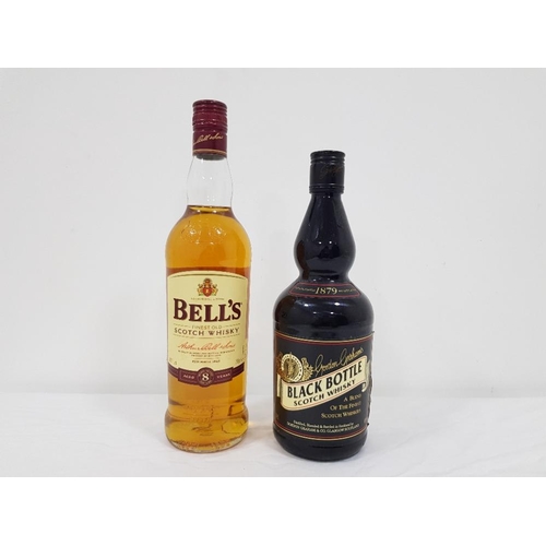 Gordon Graham's Black bottle scotch whisky together with a bottle of bells scotch whisky