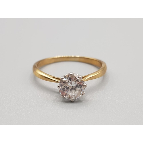 Ladies 9ct yellow gold solitaire cubic zirconia ring set in a claw setting size q 2g gross