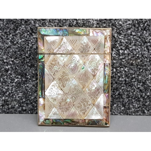 16 - A Victorian mother of pearl & paua card case