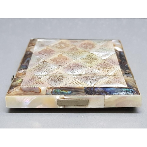 16 - A Victorian mother of pearl & paua card case