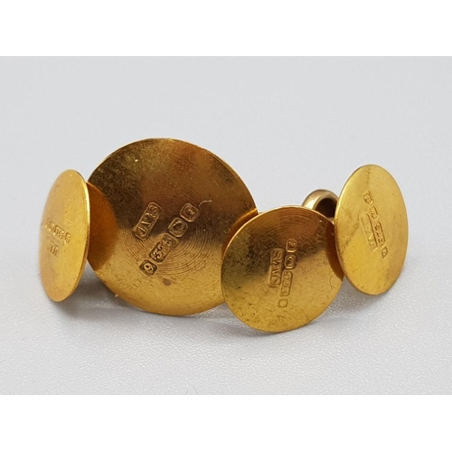 1 - 9ct yellow gold 4 button & pair of 9ct gold cufflinks set in original watchmaker & jeweller J.E.Dick... 