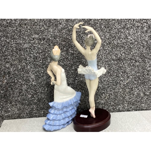 11 - Lladro figure 5815 - in full relave, with wooden base together with a Nao by Lladro female dancer fi... 