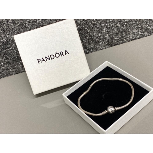 28 - Silver Pandora bracelet with original box, 14.8G