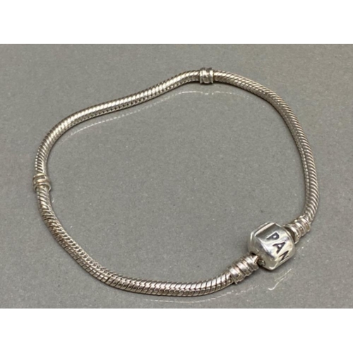 28 - Silver Pandora bracelet with original box, 14.8G