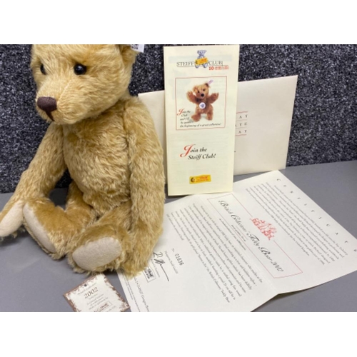 5 - Limited edition German Steiff teddy bear - British collectors 2002, number 01636, with original box ... 