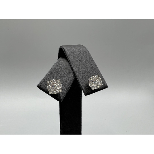 24 - 0.80cts Diamond Cluster Stud Earrings in 9ct White Gold 1.3 grams in weight