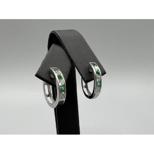 26 - Brand New Ex-Display Diamond & Emerald Hoop Earring - 4grams