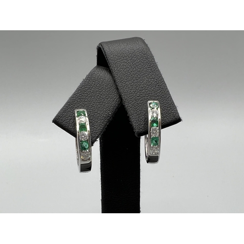 26 - Brand New Ex-Display Diamond & Emerald Hoop Earring - 4grams
