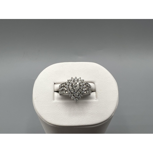 44 - 1ct Diamond Pear Shaped Cluster Ring - 4.1g