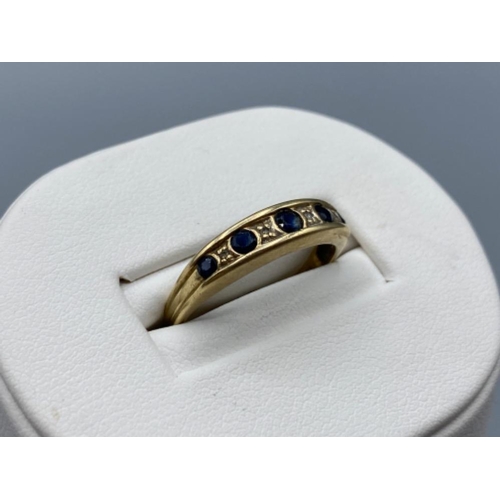 59 - Vintage 9ct gold sapphire and diamond ring. Size P (1.8g)
