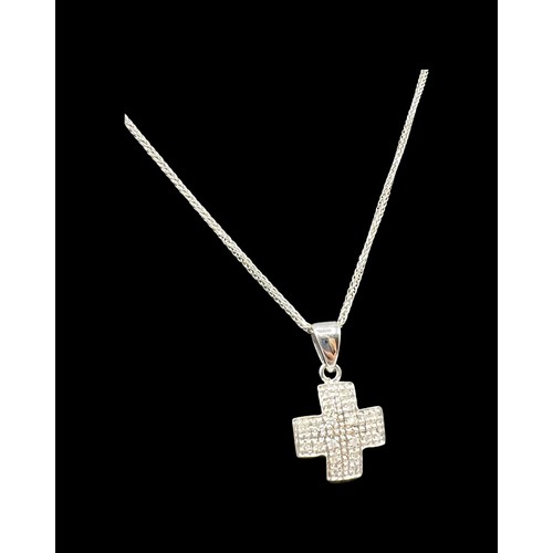 23 - 9ct White Gold & 3/4ct Diamond Set Cross & Chain 46cm in length - Very Good Condition - 4.2 grams