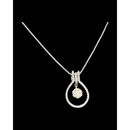 52 - 18ct White Gold Diamond Fancy Pendant & Chain 43cm in length  - 4.7 grams