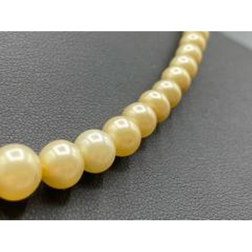 6 - Antique Edwardian Pearl Necklace with 9ct Gold Clasp 63cm in length