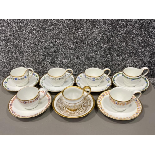 15 - KPM antique various cups and saucers x7 dated 1786-1800