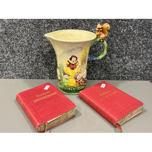 16 - Walt Disney Snow White and the 7 dwarfs musical jug and 2 German books dated 1905 & 1906