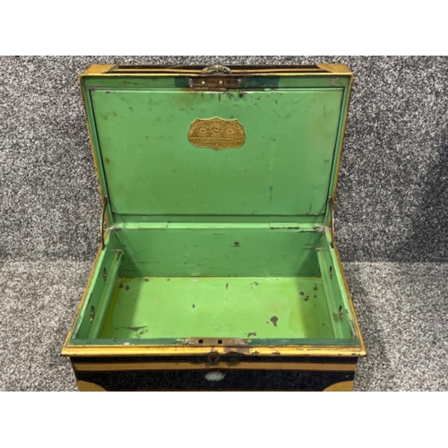58 - Large metal Deed box (44cm x 31cm x 8.5cms)