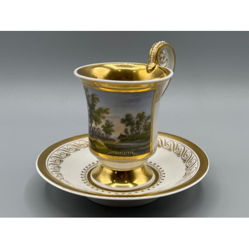 6 - Stunning CUP AND SAUCER, porcelain, KPM 18244-1847 eagle mark Königliche Porzellan-Manufaktur Berlin... 