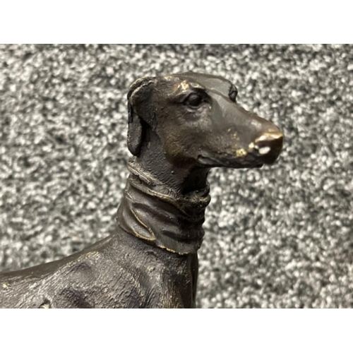 11 - Bronze model of Greyhound on a black marble base England MENE