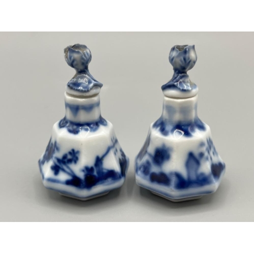 13 - Pair of Blue and white Meissen scent bottles dated 1934 (slight damage on one)