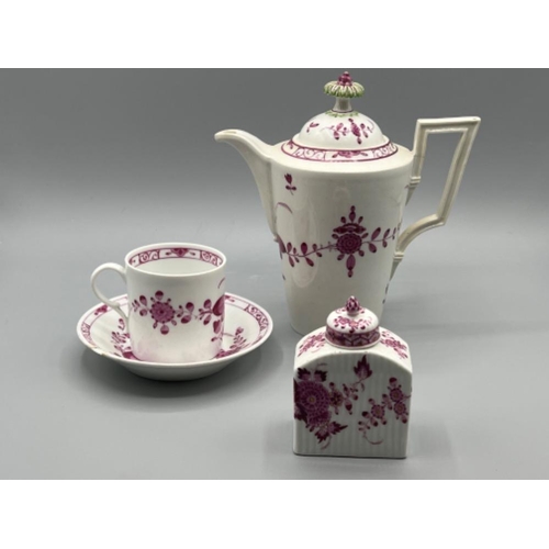 14 - Meissen China 4 pieces including teapot dated 1774 (slight damage on handle) plus interesting tea ca... 