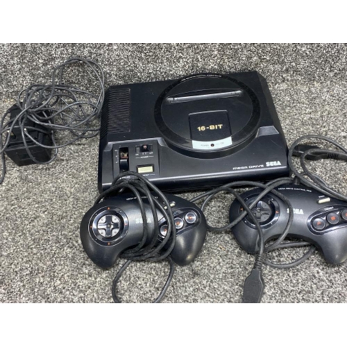 20 - SEGA mega drive 16-bit games console with power lead & 2x controllers, unboxed