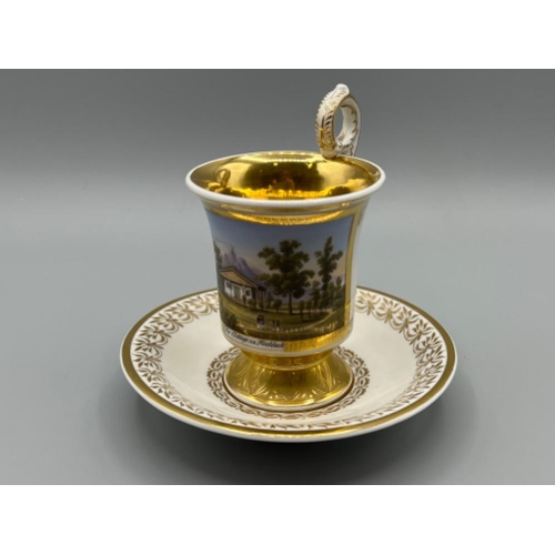 7 - Beautiful CUP AND SAUCER, KPM 1845-1870 Königliche Porzellan-Manufaktur Berlin, in good condition