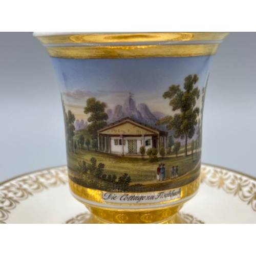 7 - Beautiful CUP AND SAUCER, KPM 1845-1870 Königliche Porzellan-Manufaktur Berlin, in good condition