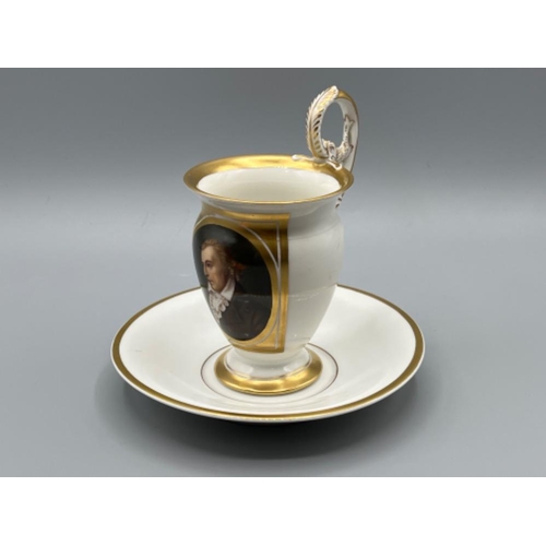 8 - KPM Berlin cup and saucer with portrait 1962-1992 in good condition