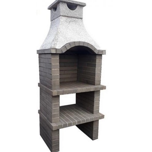 176 - CONTEMPORARY NEW/ PALLET AND BANDED GREY  outdoor Brick BBQ and chimney with PROFESSIONAL GALV FIRE ... 