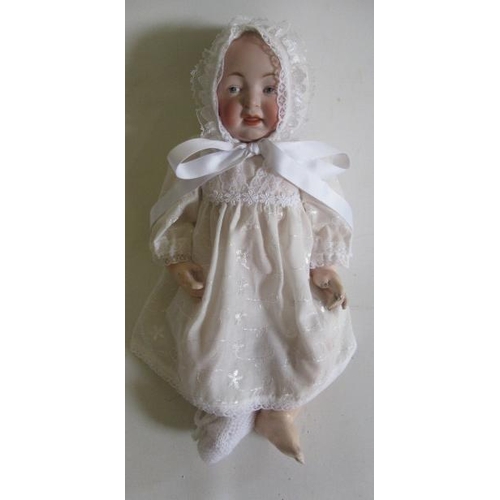 22 - A J D Kestner bisque socket head character doll, with moulded and painted eyes, moulded hair, open m... 
