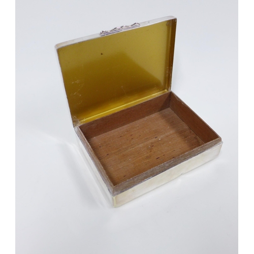 16 - Epns desk inkstand, pierced dish and table cigarette box (3)