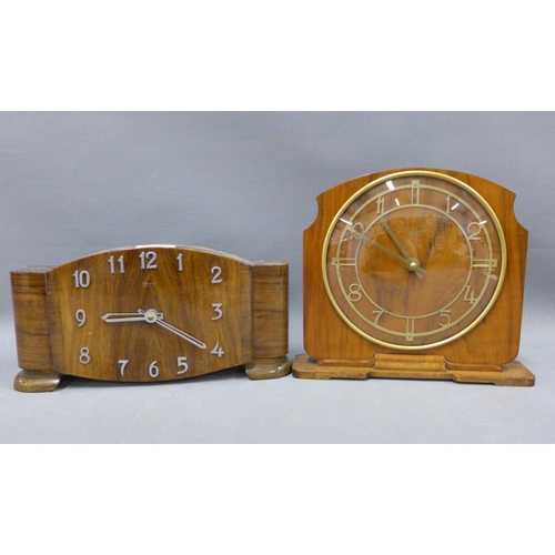 268 - Vintage Smiths Sectric mantle clock and a Mauthe mantle clock (2) 29 x 15cm