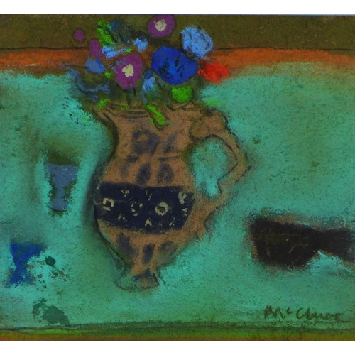 170 - David McClure ARSA, RSW, (Scottish 1926-1998), Flowers on a Green Ground, pastel on paper, circa 196... 
