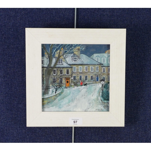 97 - Carola Gordon (b.1940) Winter - Ann Street, oil on canvas, signed, framed with an Open Eye Gallery l... 