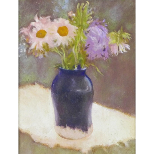 98 - John A Halliday, (Scottish b 1933 - ) Russian Bouquet, oil on board, unsigned with labels of attribu... 