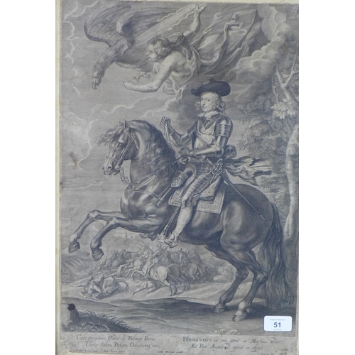 51 - After Peter Paul Rubens, The Cardinal Infante Don Fernando, engraved print in a glazed Hogarth frame... 