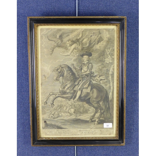 51 - After Peter Paul Rubens, The Cardinal Infante Don Fernando, engraved print in a glazed Hogarth frame... 