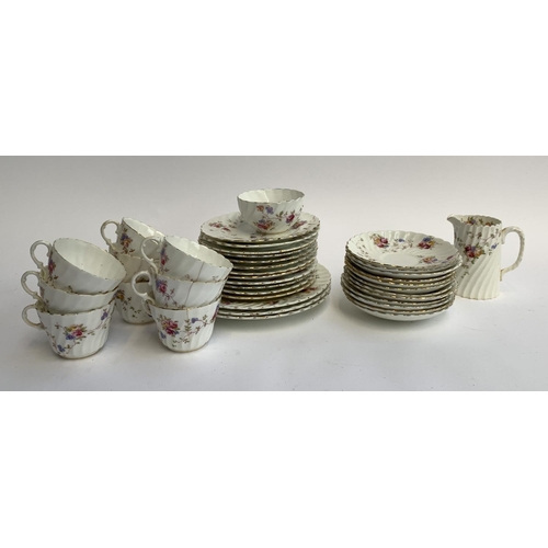 35 - An Aynsley part tea service comprising 38 pieces, with floral gilt decoration