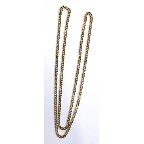 8 - A 9ct golf flat link chain, 78cmL, approx. 11.5g