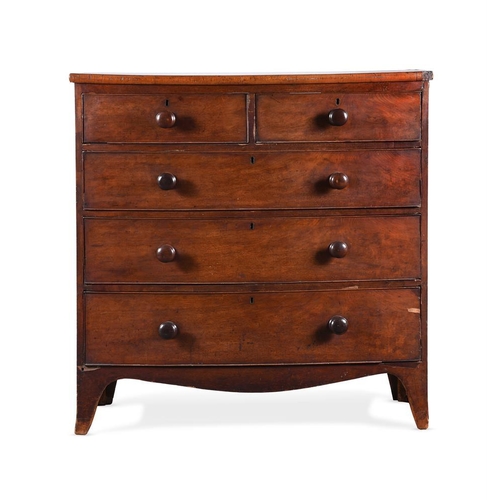 A Regency mahogany chest of drawers circa 1815 of bowfront outline 105cm high, 104cm wide, 53cm deep