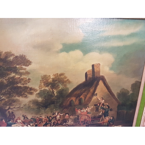 5 - AFTER GEORGE MORLAND, AN OIL ON CANVAS OF A RURAL RUSTIC SCENE DEPICTING 