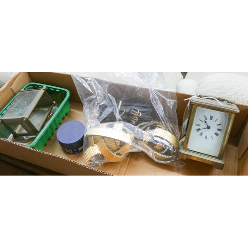 A brass French carriage clock, carriage clock parts and a qu... Barnebys