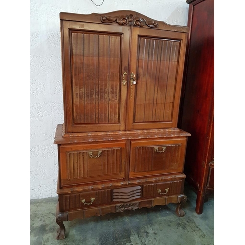 Vintage Mahogany Cocktail Music Cabinet With Carved Detail