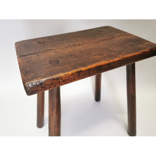 27 - 18th. C. elm stool. { 44cm H X 39cm W X 30cm D }.
