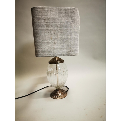 13 - Good quality glass and silver plate Laura Ashley table lamp with shade. (needs rewiring). { 55 cm H ... 