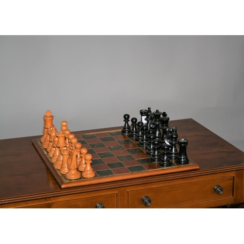 18 - Quality Italian made chess set complete with leathered top board 42cm W
