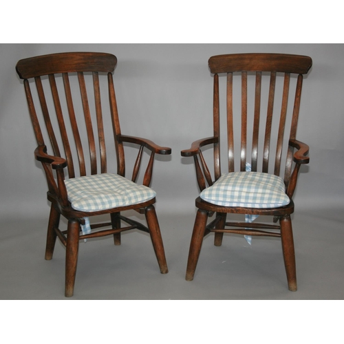 37 - Pair of high back fork design kitchen chairs 65 W x 115 H x 60 D